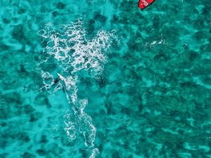 Preview wallpaper surfing, man, ocean, aerial view