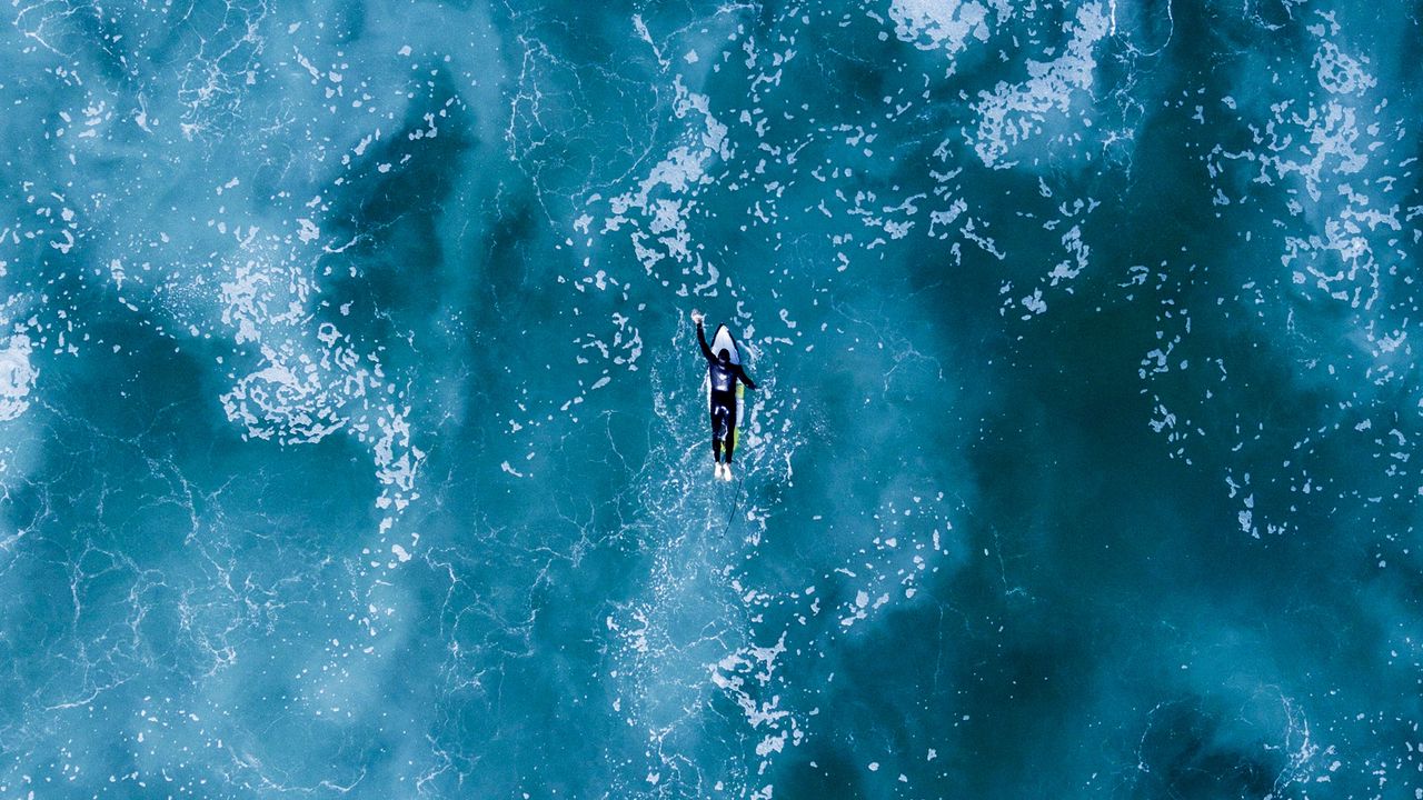 Wallpaper surfing, ocean, waves, top view