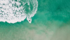 Preview wallpaper surfing, sea, aerial view, foam