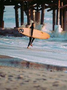 Preview wallpaper surfing, surfer, sea, waves