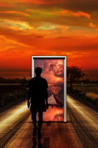 Preview wallpaper surrealism, man, door, imagination