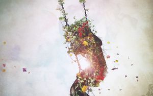 Preview wallpaper surrealism, swings, flowers, leaves, imagination, art