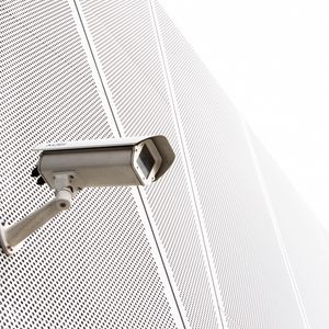 Preview wallpaper surveillance camera, camera, building, white, minimalism