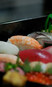 Preview wallpaper sushi, fish, rice, japan, food