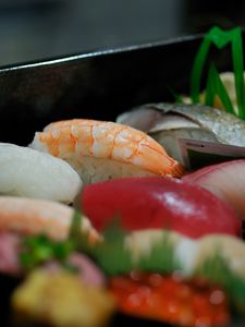 Preview wallpaper sushi, fish, rice, japan, food