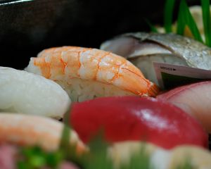 Preview wallpaper sushi, fish, rice, japan, food