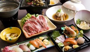 Preview wallpaper sushi, meat, seafood, fish, chinese cuisine