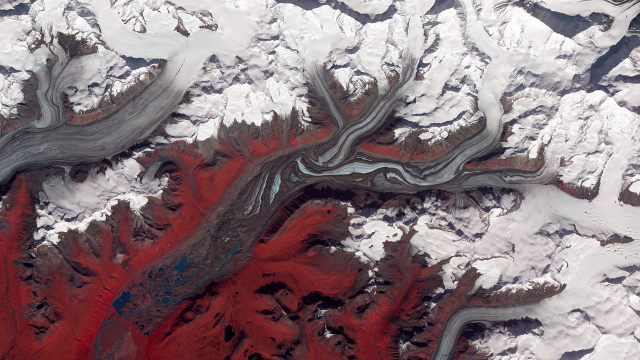 Wallpaper susitna glacier, glacier, aerial view