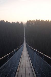 Preview wallpaper suspension bridge, bridge, fog, forest