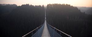 Preview wallpaper suspension bridge, bridge, fog, forest