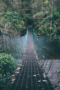 Preview wallpaper suspension bridge, rope, trees, forest