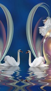 Preview wallpaper swans, patterns, swim, beautiful