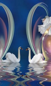 Preview wallpaper swans, patterns, swim, beautiful