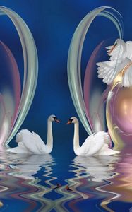 Preview wallpaper swans, patterns, swim, beautiful