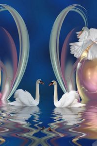 Preview wallpaper swans, patterns, swim, beautiful