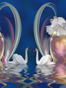 Preview wallpaper swans, patterns, swim, beautiful