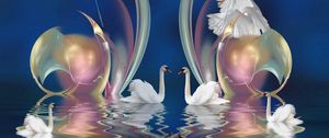 Preview wallpaper swans, patterns, swim, beautiful