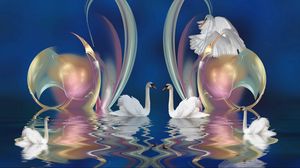 Preview wallpaper swans, patterns, swim, beautiful