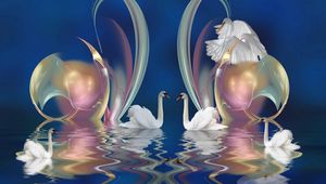 Preview wallpaper swans, patterns, swim, beautiful