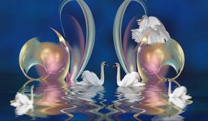 Preview wallpaper swans, patterns, swim, beautiful