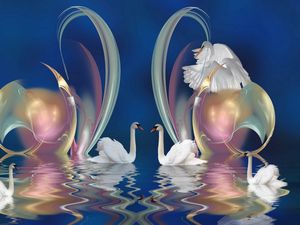 Preview wallpaper swans, patterns, swim, beautiful