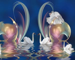 Preview wallpaper swans, patterns, swim, beautiful