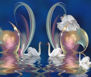 Preview wallpaper swans, patterns, swim, beautiful