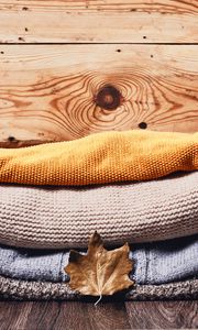 Preview wallpaper sweaters, leaf, dry, autumn, aesthetics