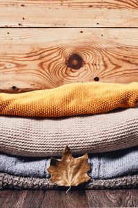 Preview wallpaper sweaters, leaf, dry, autumn, aesthetics