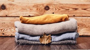 Preview wallpaper sweaters, leaf, dry, autumn, aesthetics