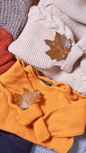 Preview wallpaper sweaters, leaves, autumn, comfort