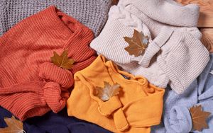 Preview wallpaper sweaters, leaves, autumn, comfort