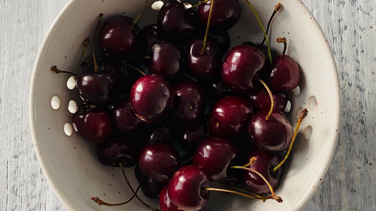 Wallpaper sweet cherry, cherry, berry, fruit, plate