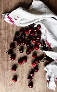 Preview wallpaper sweet cherry, cherry, fruit, cloth, wooden