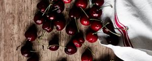 Preview wallpaper sweet cherry, cherry, fruit, cloth, wooden