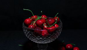 Preview wallpaper sweet cherry, cherry, fruit, berry, drops, wet