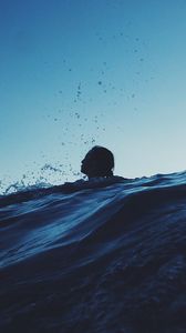 Preview wallpaper swimmer, sea, waves, spray