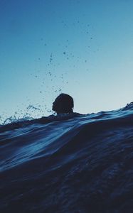 Preview wallpaper swimmer, sea, waves, spray