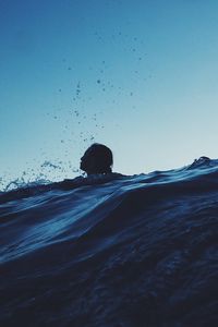 Preview wallpaper swimmer, sea, waves, spray