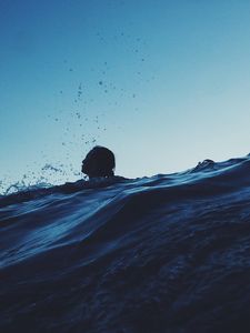 Preview wallpaper swimmer, sea, waves, spray