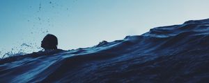 Preview wallpaper swimmer, sea, waves, spray