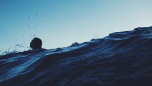 Preview wallpaper swimmer, sea, waves, spray