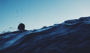 Preview wallpaper swimmer, sea, waves, spray