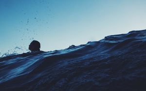 Preview wallpaper swimmer, sea, waves, spray