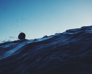 Preview wallpaper swimmer, sea, waves, spray