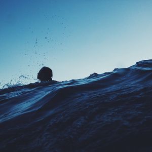 Preview wallpaper swimmer, sea, waves, spray