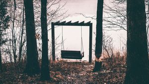 Preview wallpaper swing, autumn, trees, foliage, mood