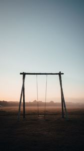 Preview wallpaper swing, field, trees, fog