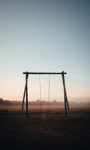 Preview wallpaper swing, field, trees, fog