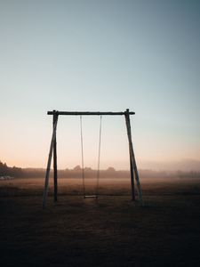 Preview wallpaper swing, field, trees, fog